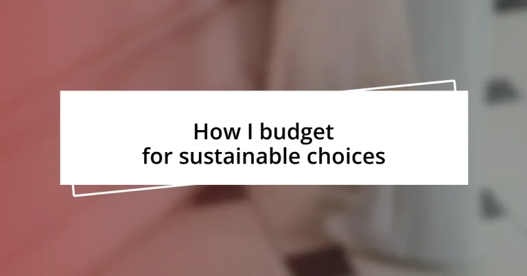 How I budget for sustainable choices