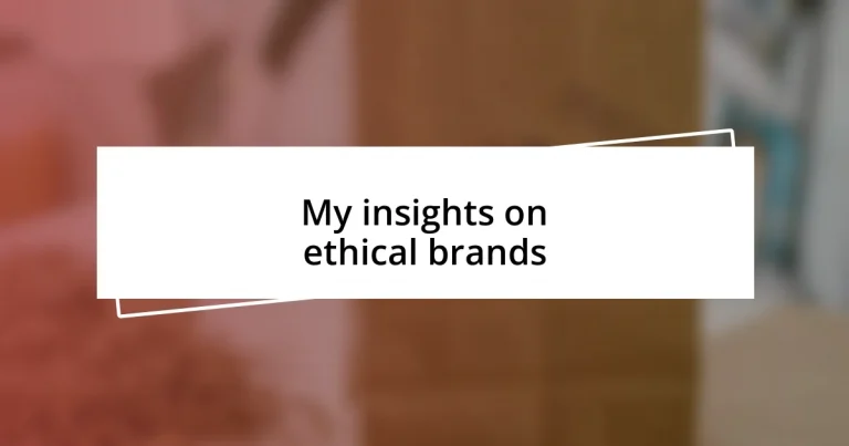 My insights on ethical brands