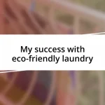 My success with eco-friendly laundry