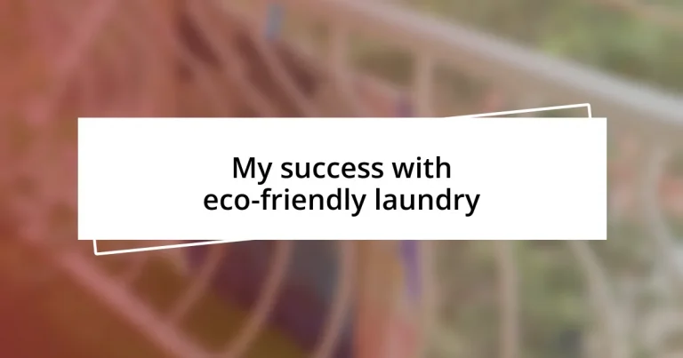 My success with eco-friendly laundry