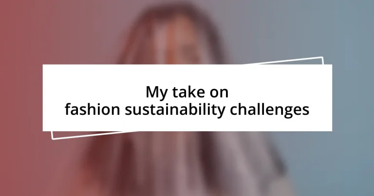 My take on fashion sustainability challenges