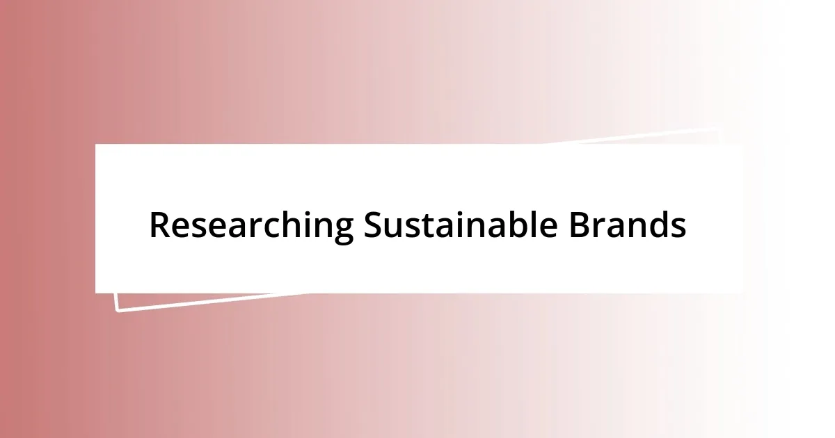 Researching Sustainable Brands