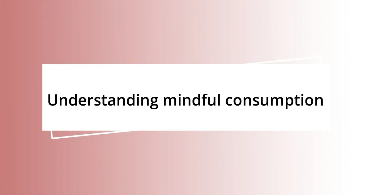 Understanding mindful consumption