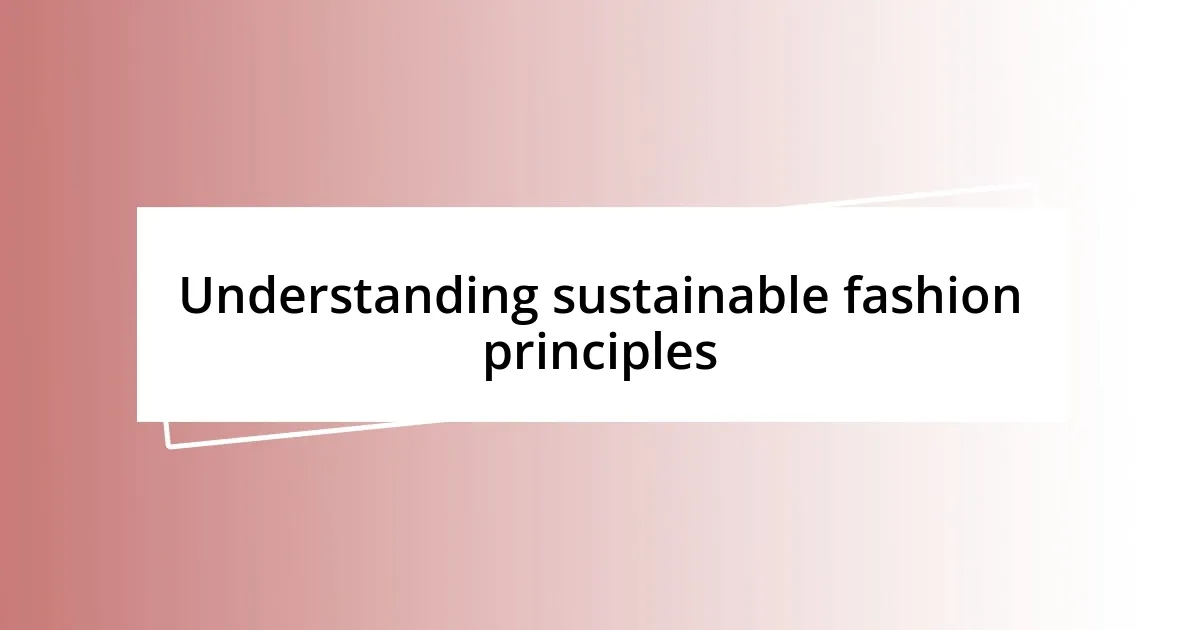 Understanding sustainable fashion principles