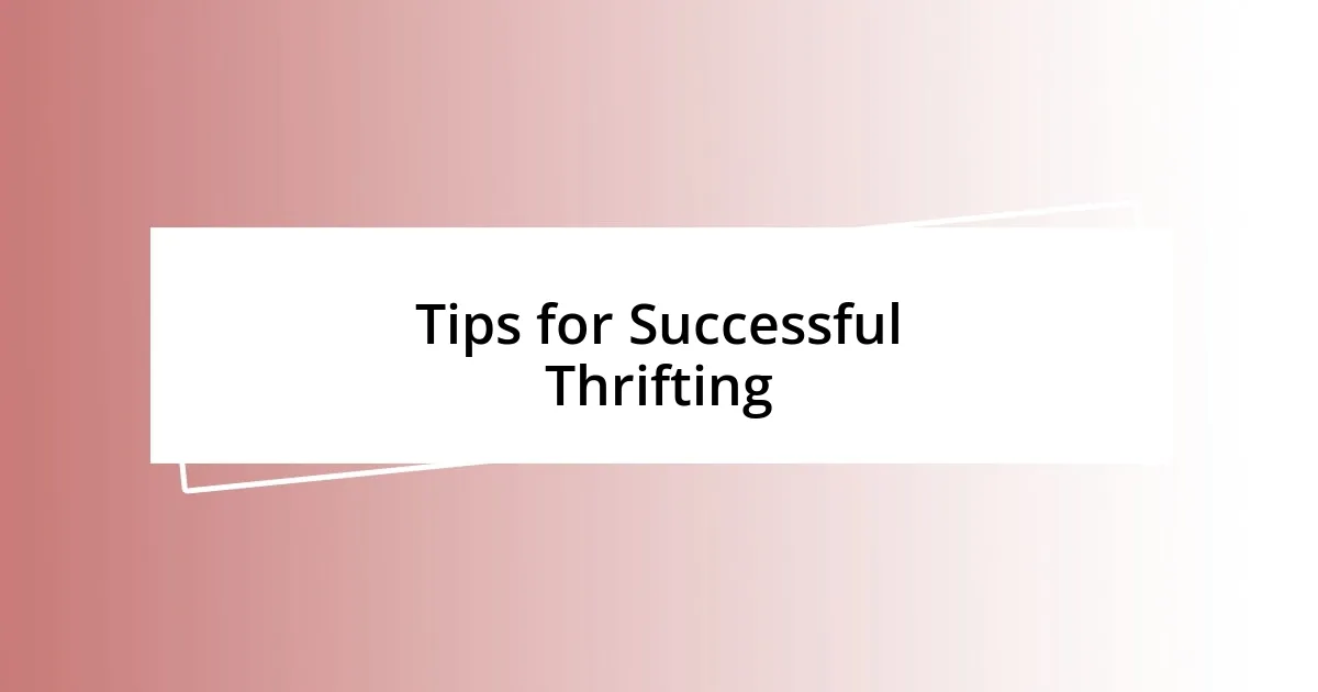 Tips for Successful Thrifting