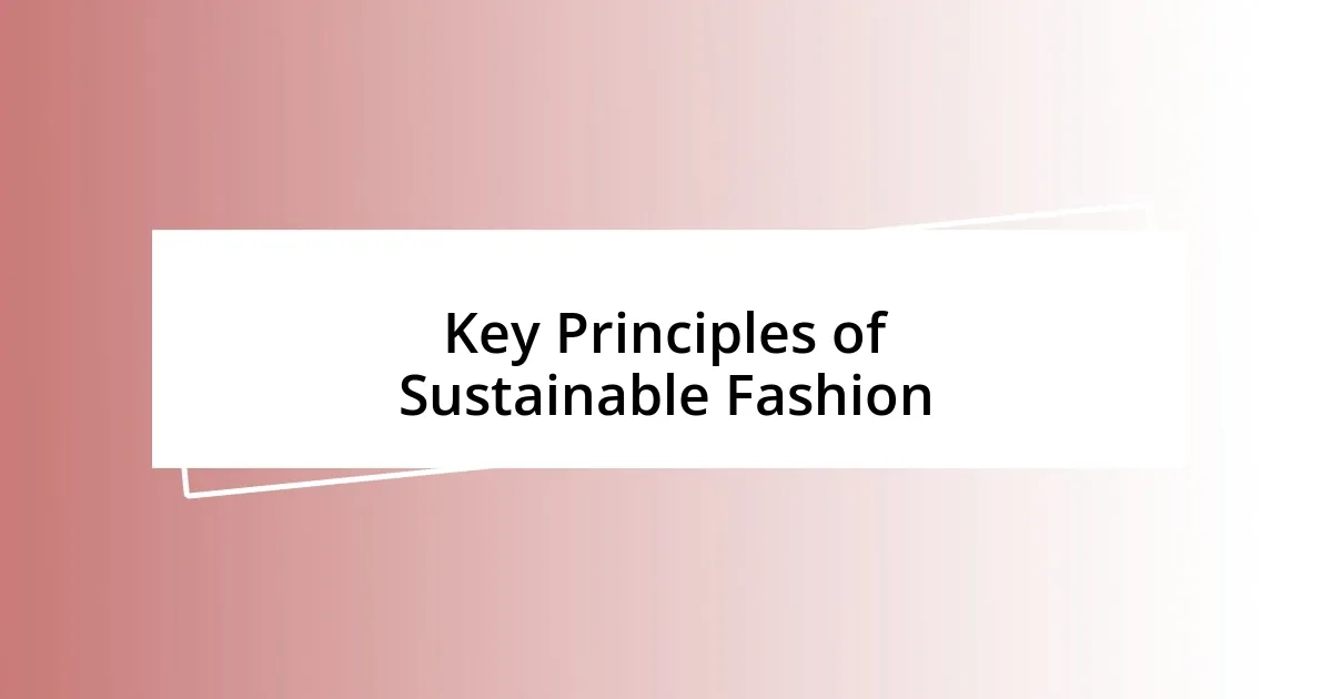 Key Principles of Sustainable Fashion