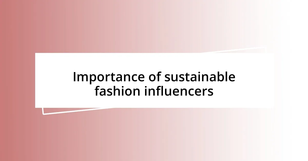 Importance of sustainable fashion influencers