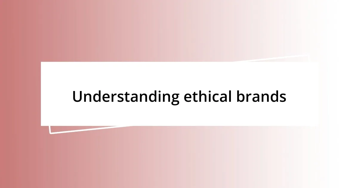 Understanding ethical brands