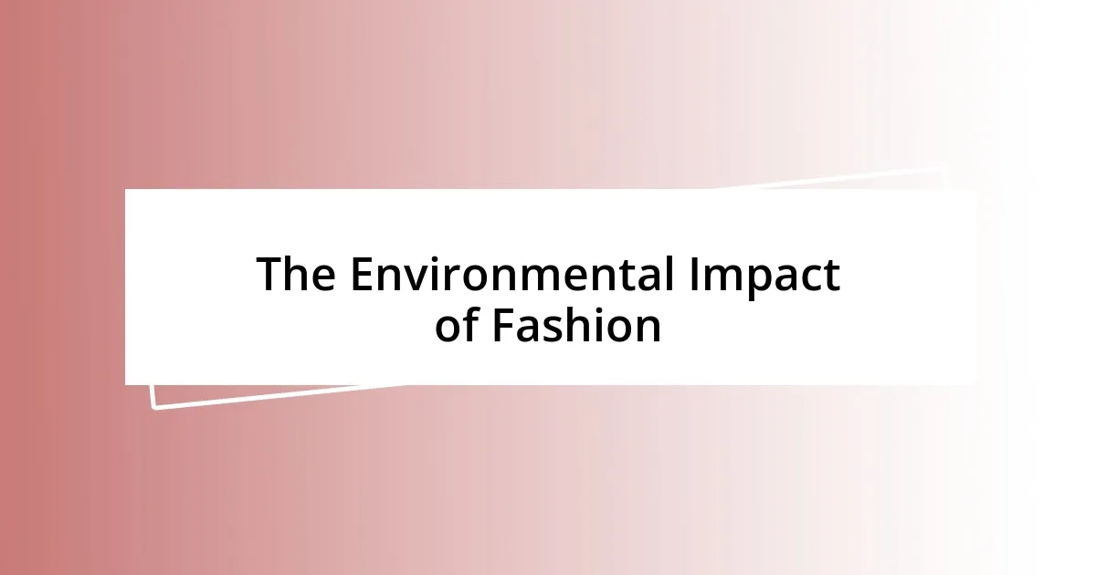 The Environmental Impact of Fashion