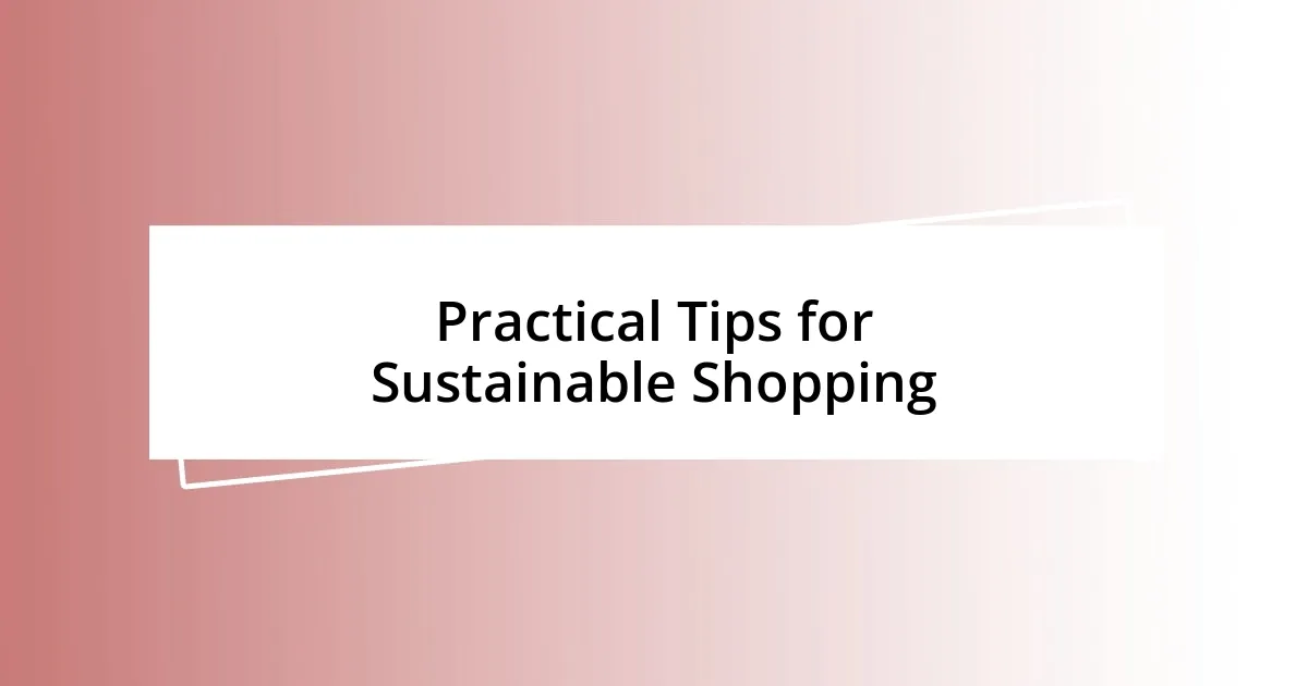 Practical Tips for Sustainable Shopping